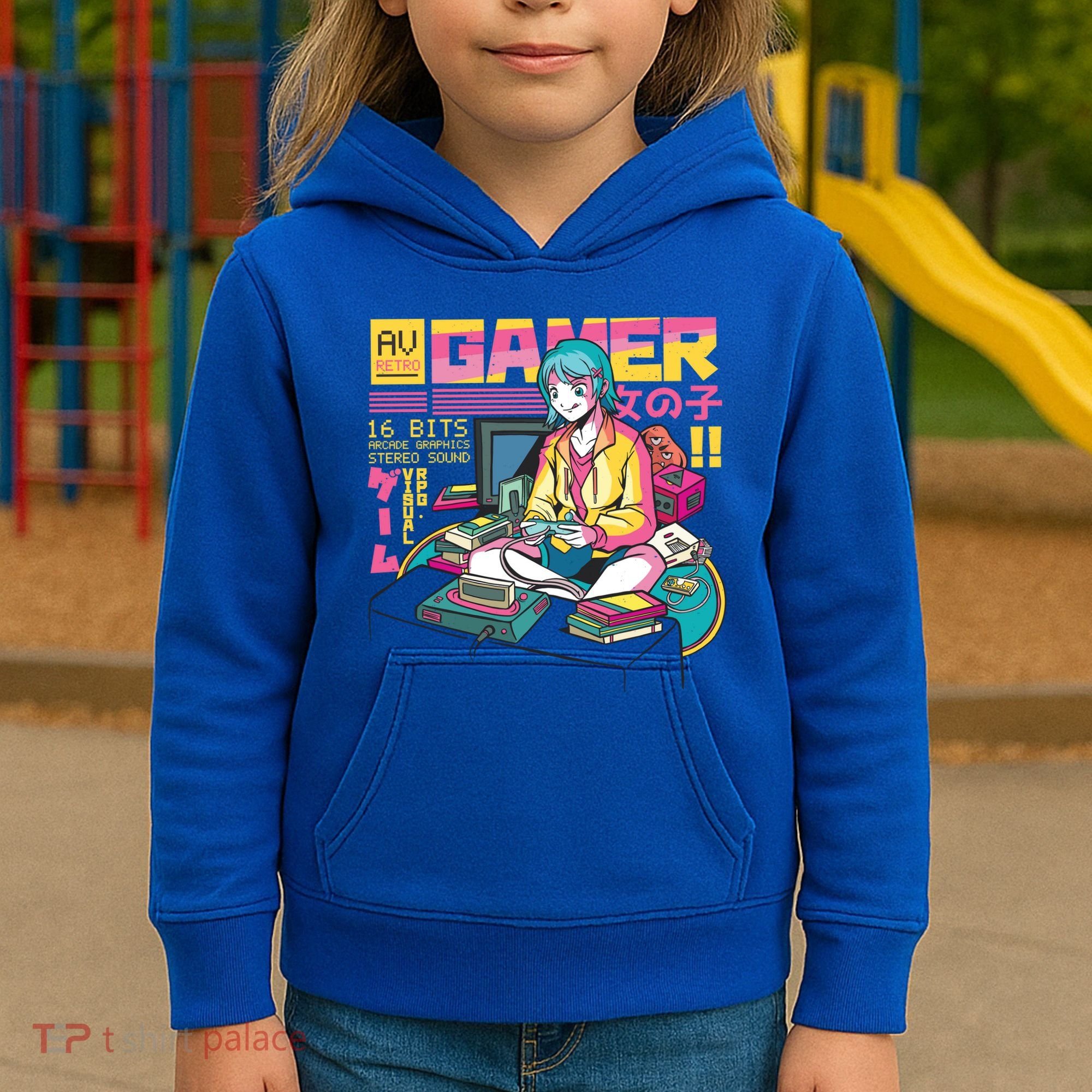 Retro Anime Gamer Girl Classic Kids Hoodie