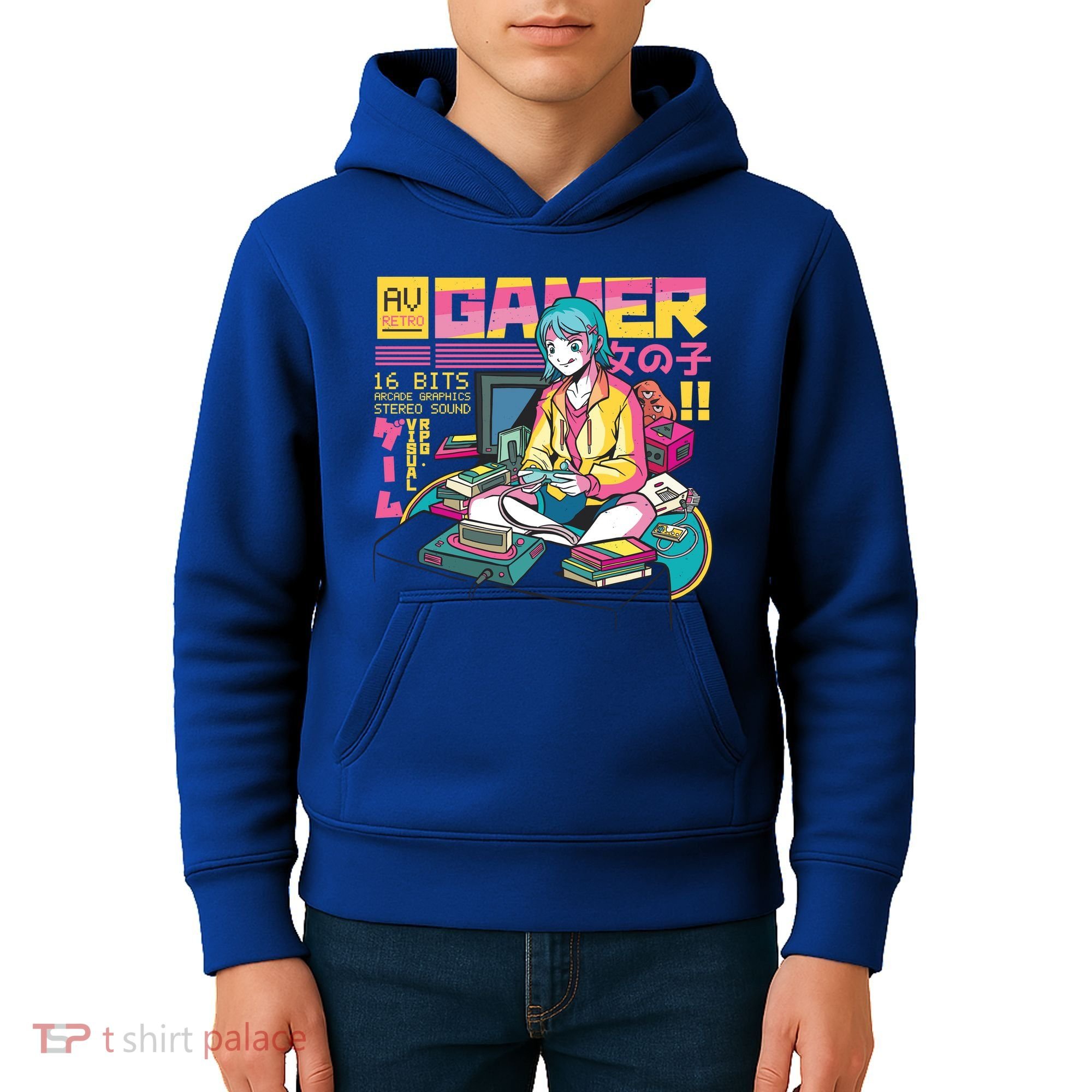 Retro Anime Gamer Girl Classic Kids Hoodie