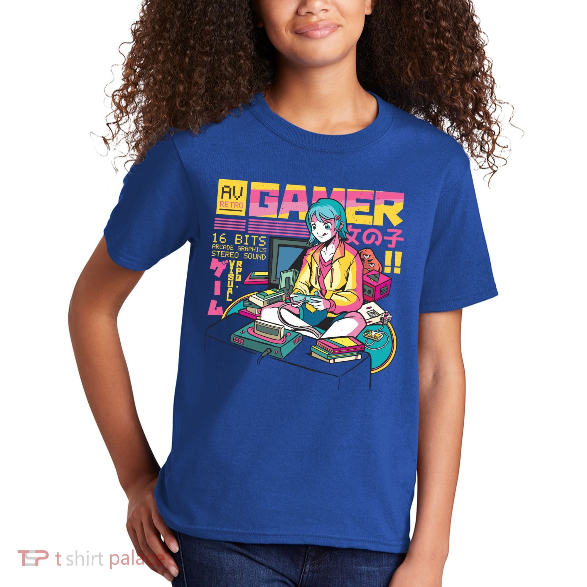 Retro Anime Gamer Girl Classic Kids T-Shirt