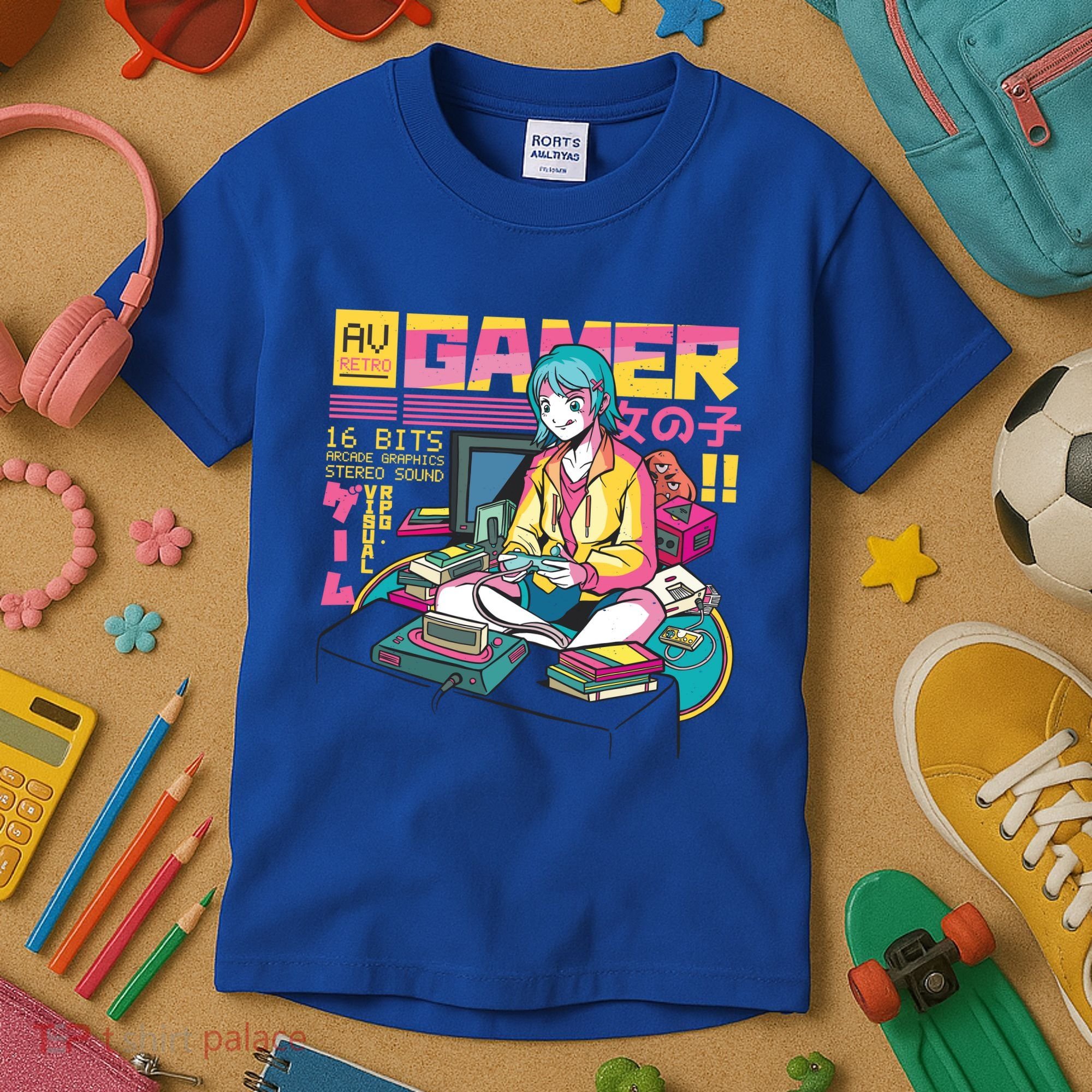 Retro Anime Gamer Girl Classic Kids T-Shirt
