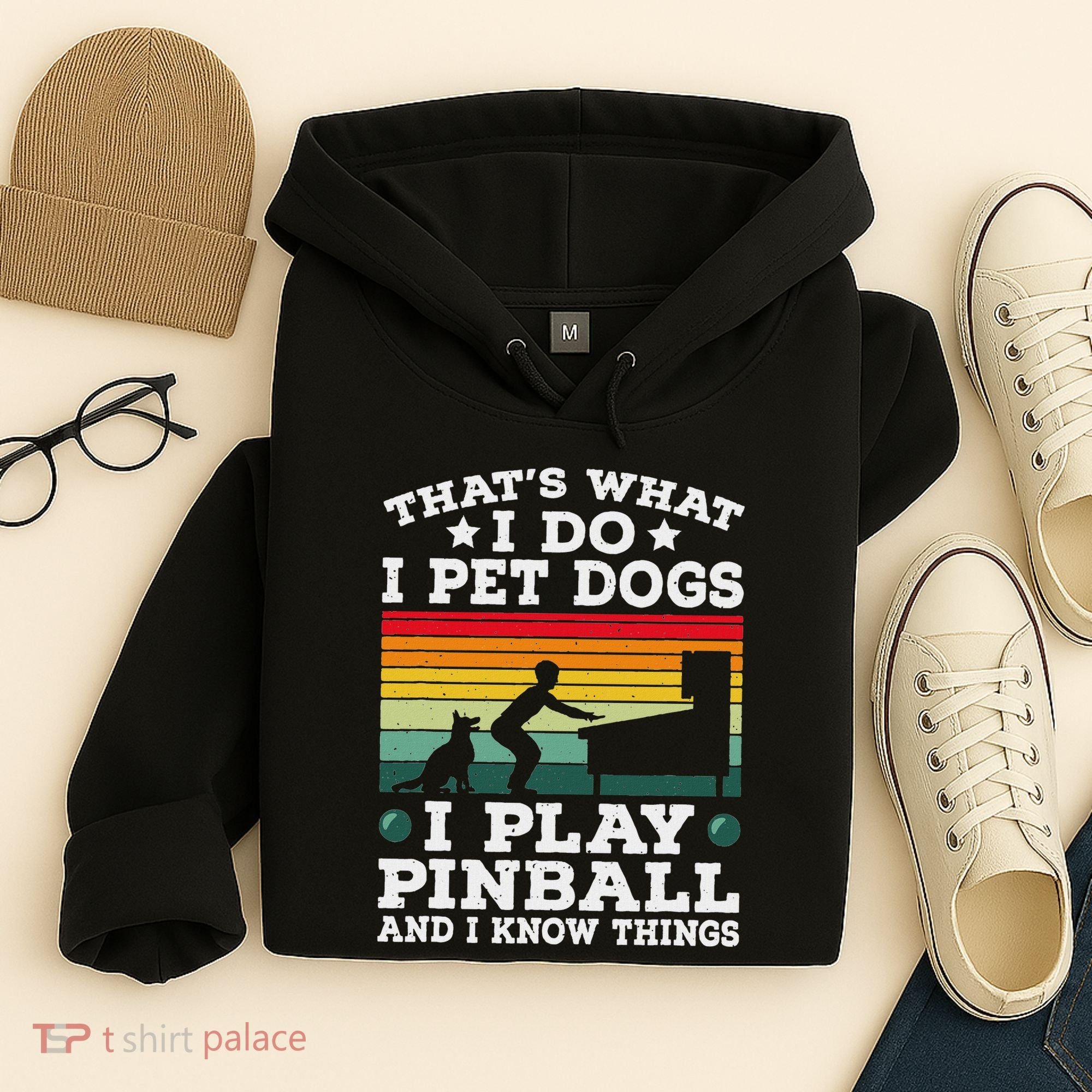 Retro Arcade Game Machine Gamer Pet Dogs Play Pinball Hoodie