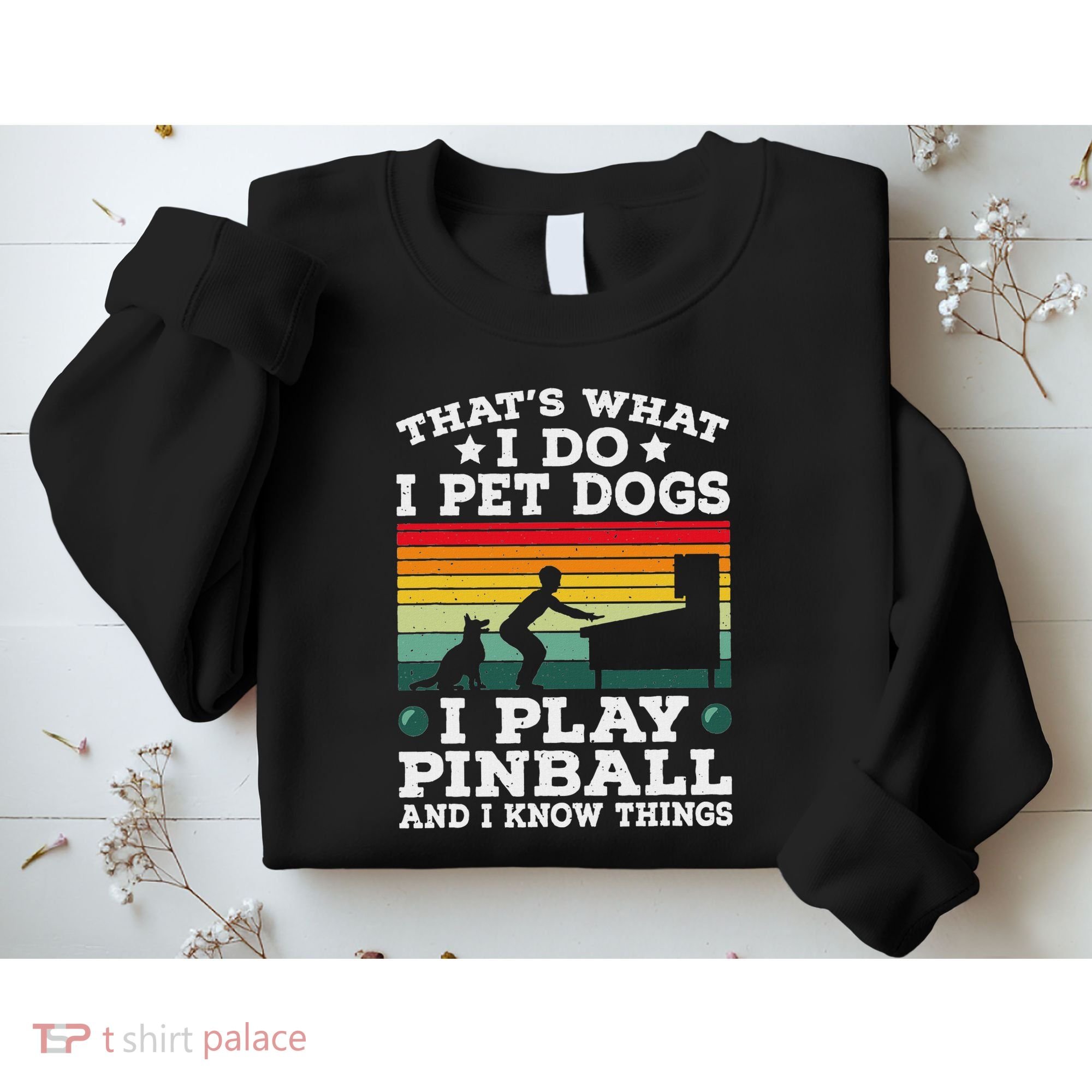 Retro Arcade Game Machine Gamer Pet Dogs Play Pinball Sweatshirt