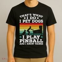 Retro Arcade Game Machine Gamer Pet Dogs Play Pinball T-Shirt thumb 3