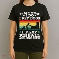 Retro Arcade Game Machine Gamer Pet Dogs Play Pinball T-Shirt thumb 4