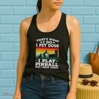 Retro Arcade Game Machine Gamer Pet Dogs Play Pinball Women's Tank Top thumb 2