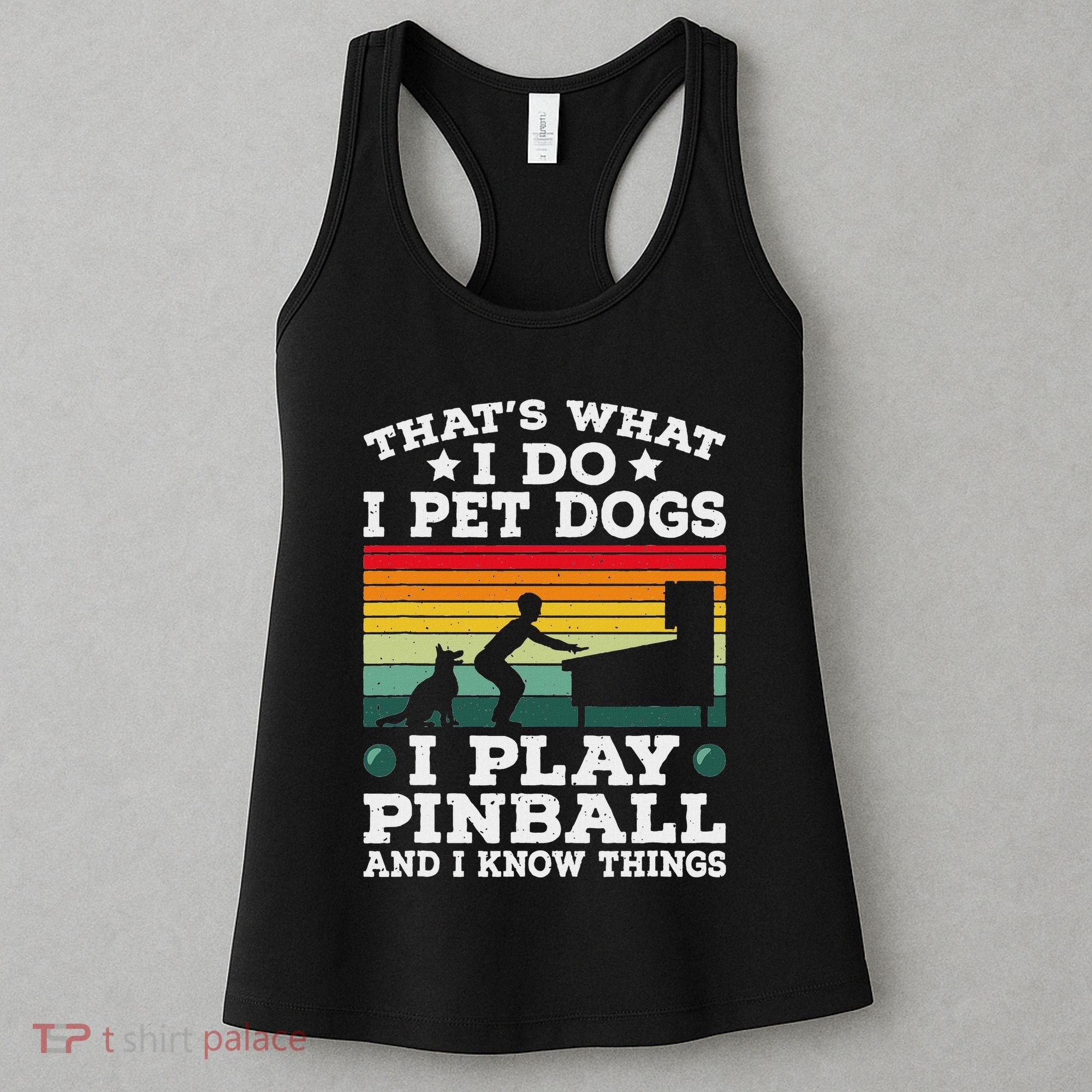 Retro Arcade Game Machine Gamer Pet Dogs Play Pinball Women's Tank Top