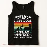 Retro Arcade Game Machine Gamer Pet Dogs Play Pinball Tank Top thumb 2