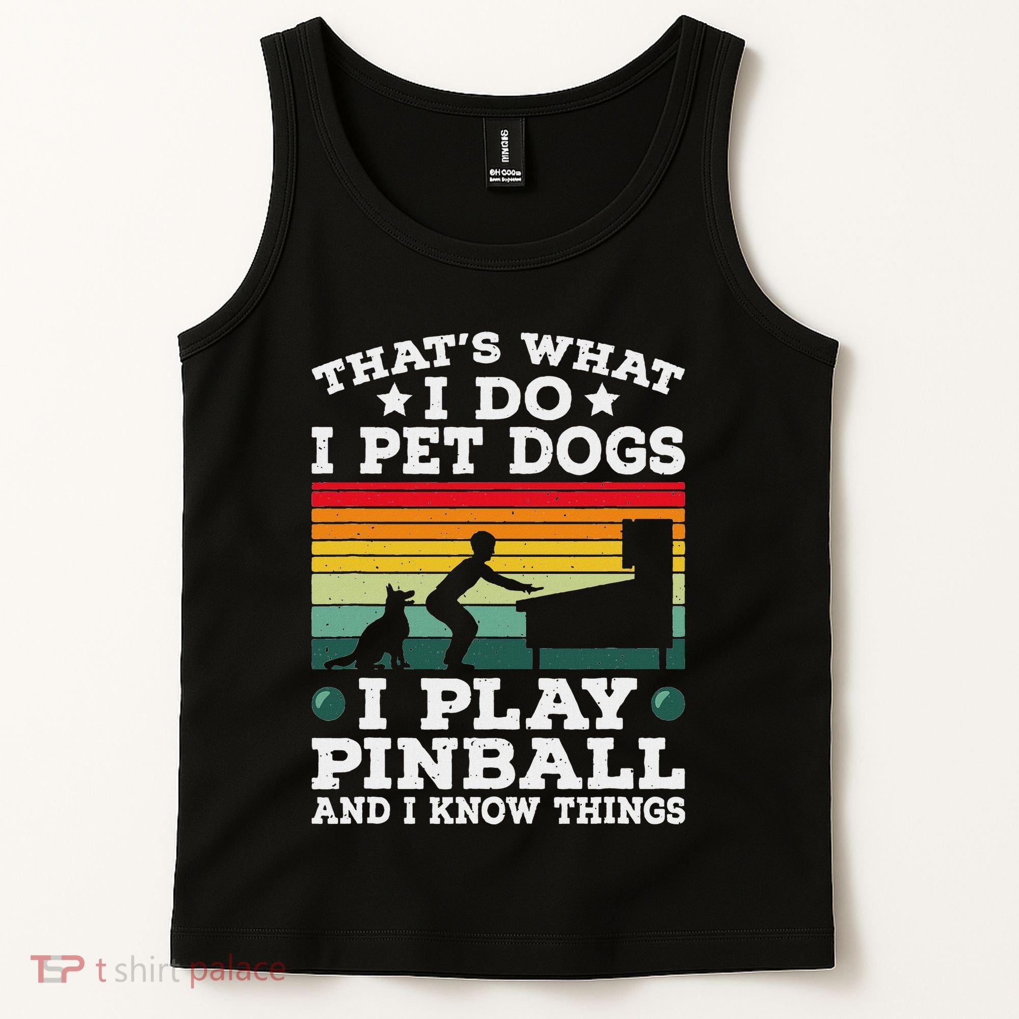 Retro Arcade Game Machine Gamer Pet Dogs Play Pinball Tank Top