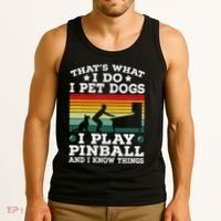 Retro Arcade Game Machine Gamer Pet Dogs Play Pinball Tank Top thumb 3