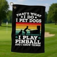 Retro Arcade Game Machine Gamer Pet Dogs Play Pinball Golf Towel thumb 1