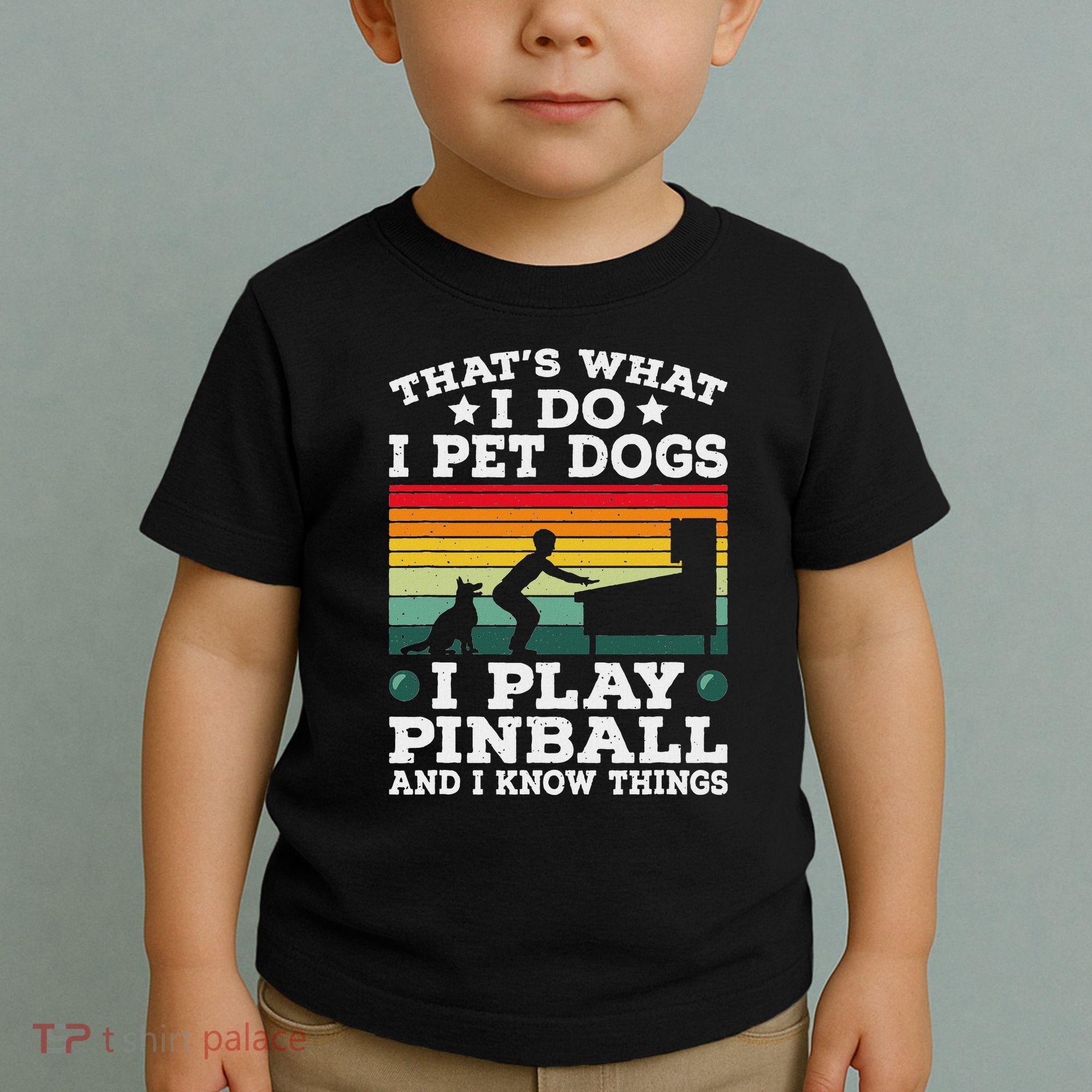 Retro Arcade Game Machine Gamer Pet Dogs Play Pinball Toddler T-Shirt