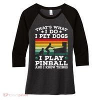 Retro Arcade Game Machine Gamer Pet Dogs Play Pinball Women's Tri-Blend 3/4-Sleeve Raglan Shirt thumb 0