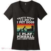 Retro Arcade Game Machine Gamer Pet Dogs Play Pinball Women's V-Neck T-Shirt thumb 0