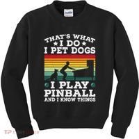 Retro Arcade Game Machine Gamer Pet Dogs Play Pinball Kids Sweatshirt thumb 0