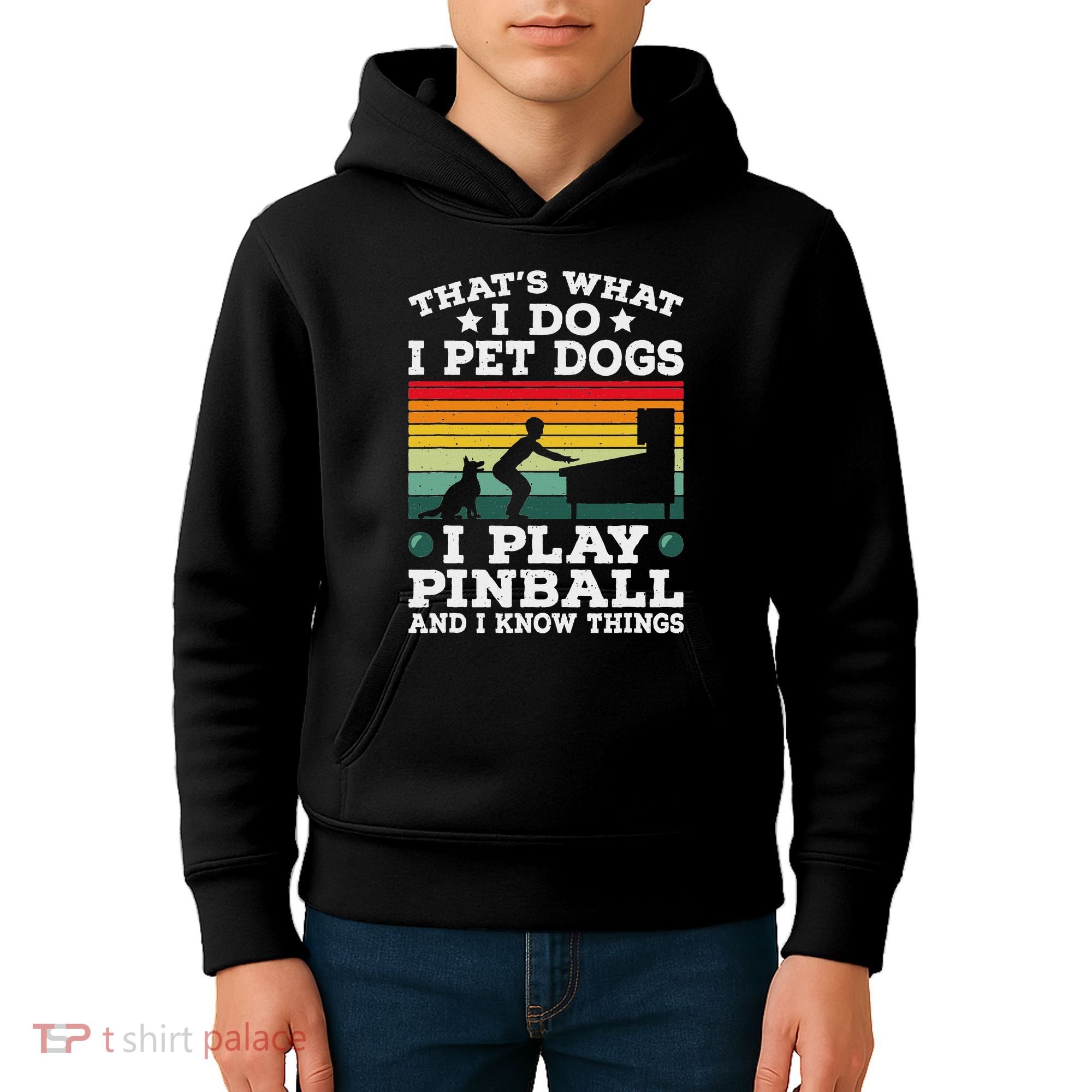 Retro Arcade Game Machine Gamer Pet Dogs Play Pinball Kids Hoodie