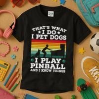 Retro Arcade Game Machine Gamer Pet Dogs Play Pinball Kids T-Shirt thumb 3
