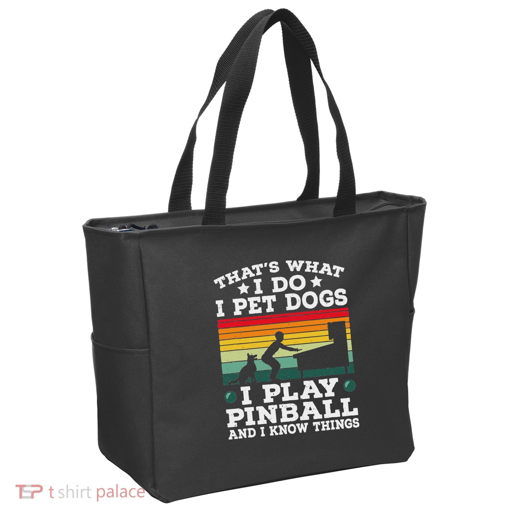 Retro Arcade Game Machine Gamer Pet Dogs Play Pinball Tote Bag
