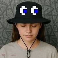 Retro Arcade Game Ghost Eyes Halloween Group Costume Bucket Hat thumb 3