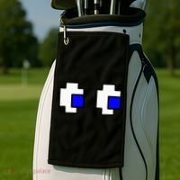 Retro Arcade Game Ghost Eyes Halloween Group Costume Golf Towel thumb 2
