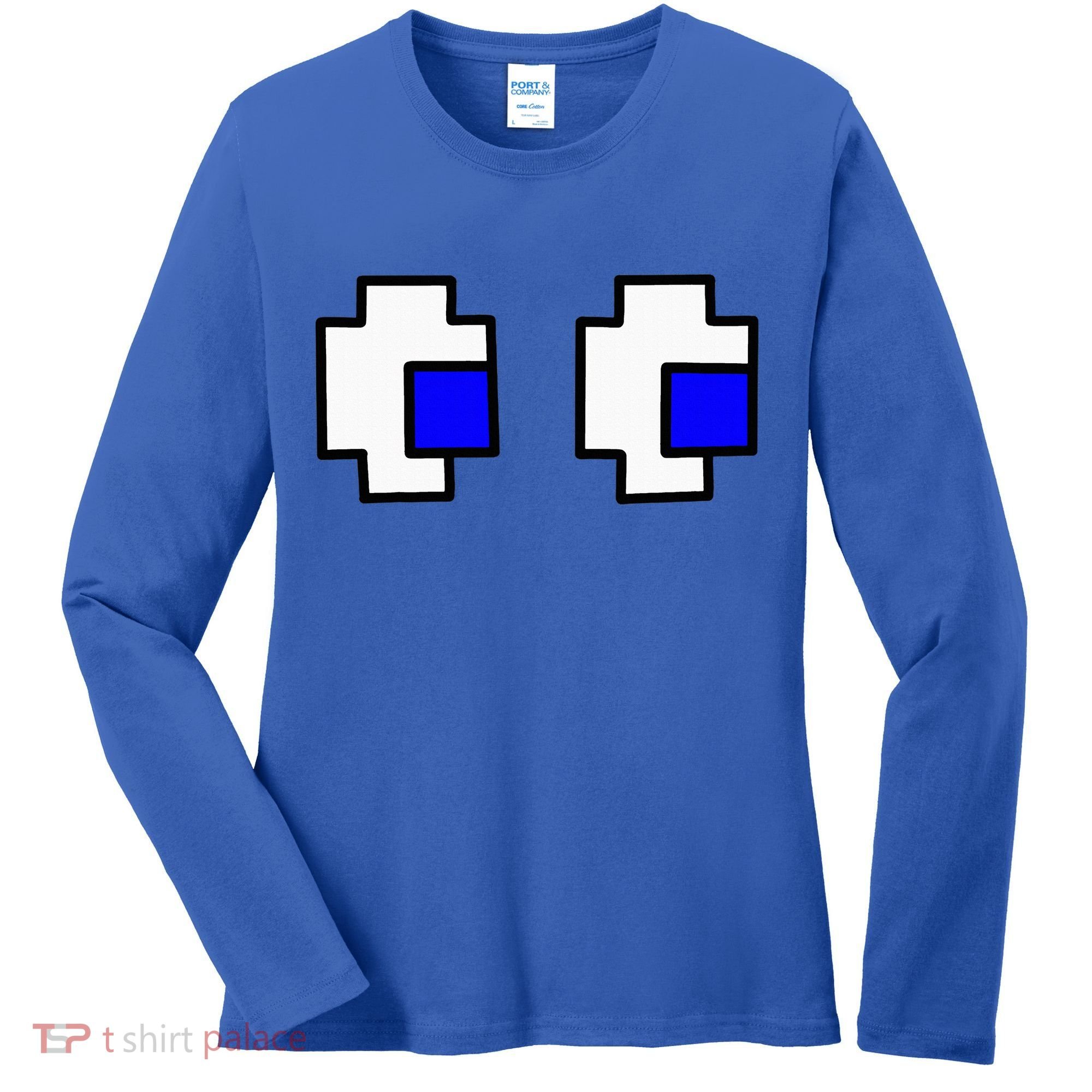 Retro Arcade Game Ghost Eyes Halloween Group Costume Women's Long Sleeve Shirt