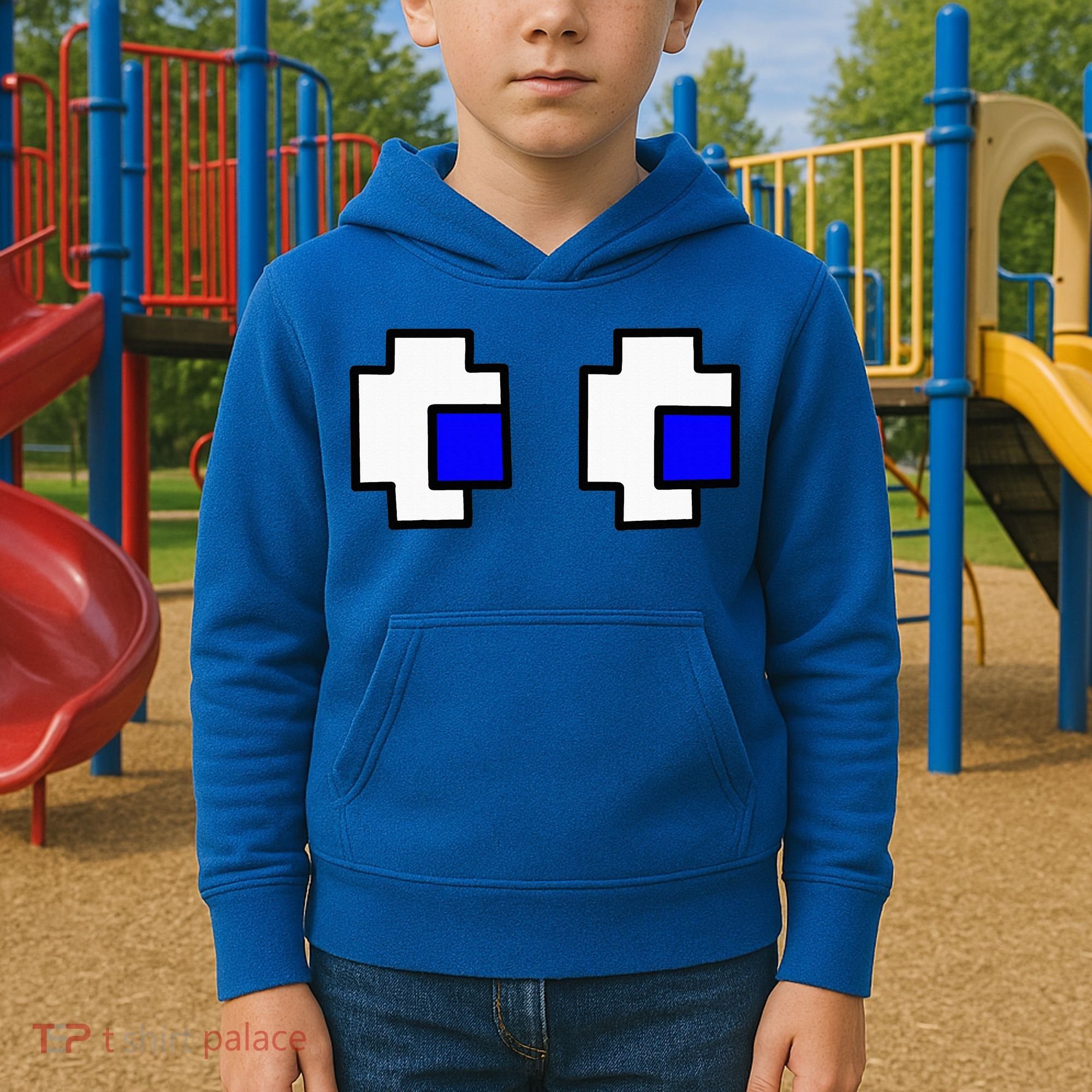 Retro Arcade Game Ghost Eyes Halloween Group Costume Kids Hoodie