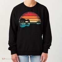 Retro Acoustic Guitar Lake Sunset Guitarist Music Lover Women's Sweatshirt thumb 0