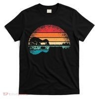 Retro Acoustic Guitar Lake Sunset Guitarist Music Lover T-Shirt thumb 0