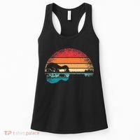 Retro Acoustic Guitar Lake Sunset Guitarist Music Lover Women's Tank Top thumb 0