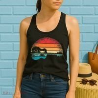 Retro Acoustic Guitar Lake Sunset Guitarist Music Lover Women's Tank Top thumb 2