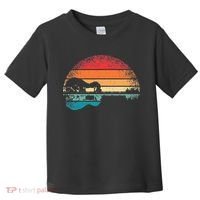 Retro Acoustic Guitar Lake Sunset Guitarist Music Lover Toddler T-Shirt thumb 0