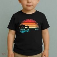 Retro Acoustic Guitar Lake Sunset Guitarist Music Lover Toddler T-Shirt thumb 2