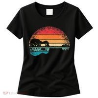 Retro Acoustic Guitar Lake Sunset Guitarist Music Lover Women's T-Shirt thumb 0
