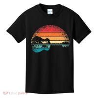 Retro Acoustic Guitar Lake Sunset Guitarist Music Lover Kids T-Shirt thumb 0