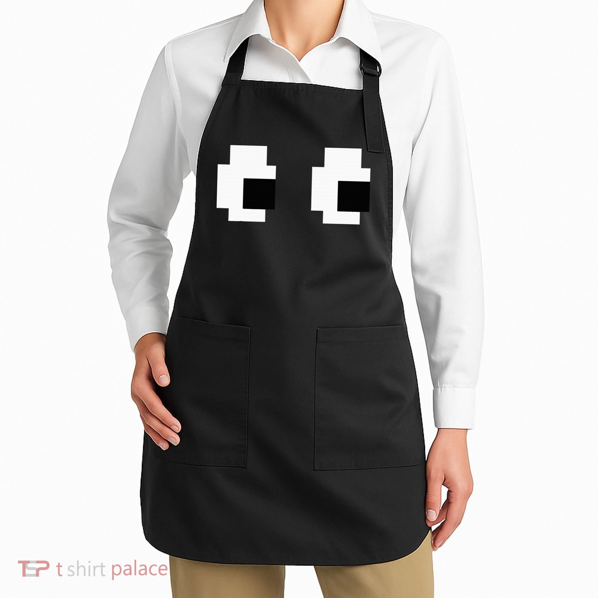 Retro Arcade Game Ghost Eyes Halloween Group Costume Apron