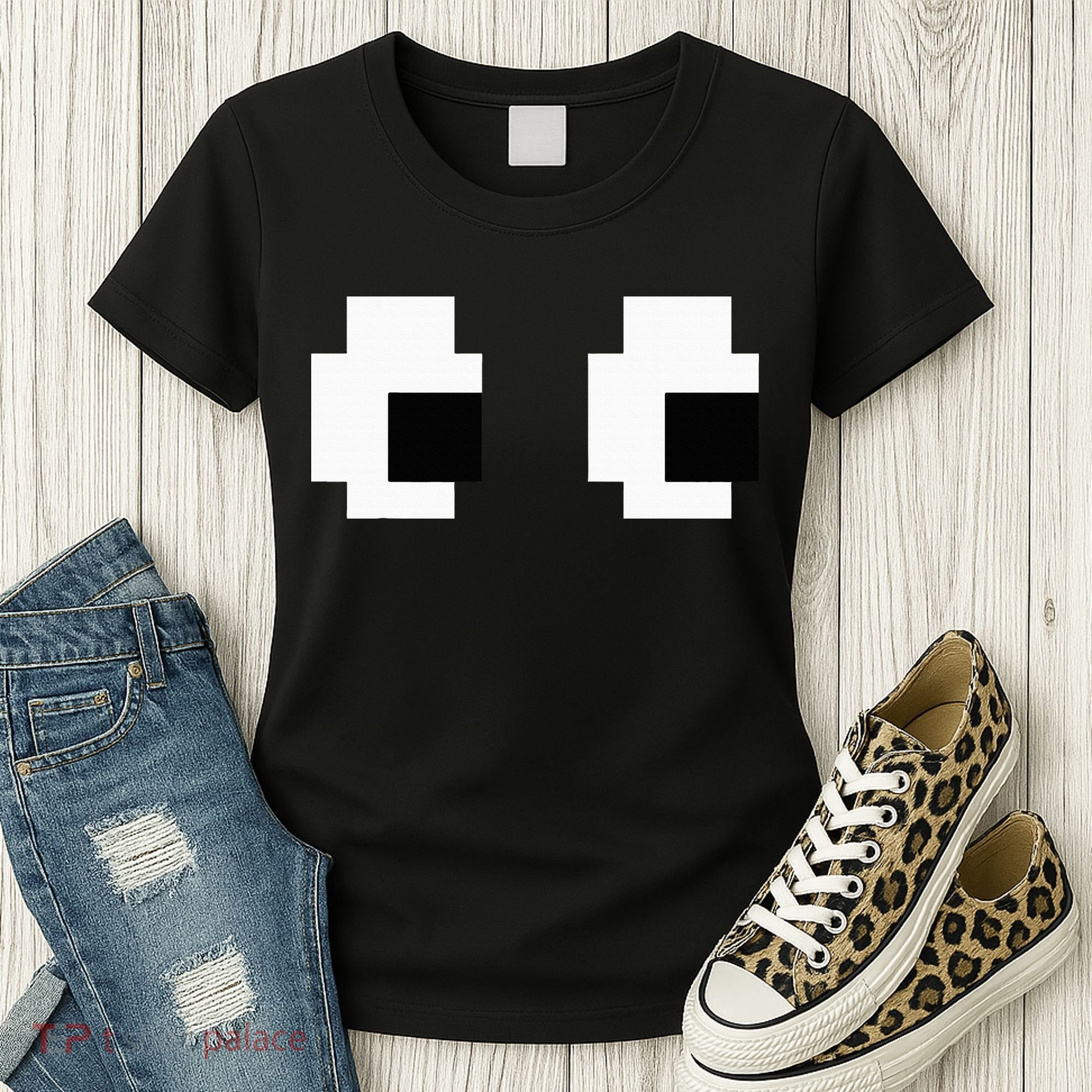 Retro Arcade Game Ghost Eyes Halloween Group Costume Women's T-Shirt