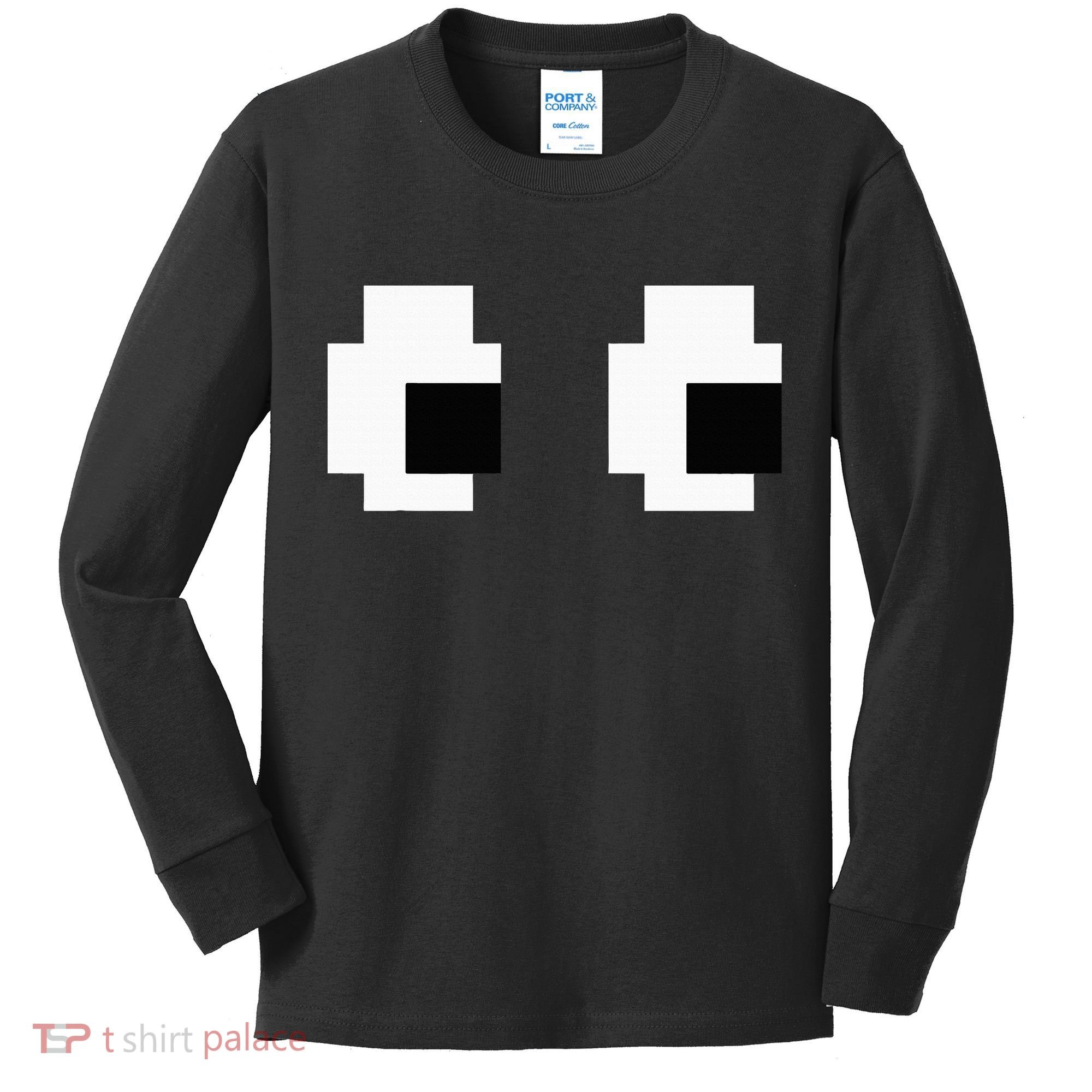 Retro Arcade Game Ghost Eyes Halloween Group Costume Kids Long Sleeve Shirt