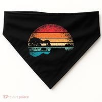 Retro Acoustic Guitar Lake Sunset Guitarist Music Lover Rock USA-Made Doggie Bandana thumb 0
