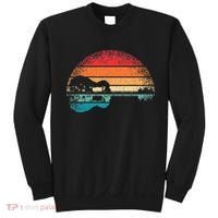 Retro Acoustic Guitar Lake Sunset Guitarist Music Lover Rock Sweatshirt thumb 0