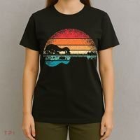 Retro Acoustic Guitar Lake Sunset Guitarist Music Lover Rock T-Shirt thumb 4