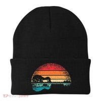 Retro Acoustic Guitar Lake Sunset Guitarist Music Lover Rock Beanie thumb 0