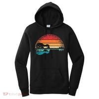 Retro Acoustic Guitar Lake Sunset Guitarist Music Lover Rock Women's Hoodie thumb 0