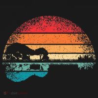 Retro Acoustic Guitar Lake Sunset Guitarist Music Lover Rock Mousepad thumb 1
