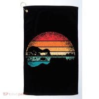 Retro Acoustic Guitar Lake Sunset Guitarist Music Lover Rock Golf Towel thumb 0