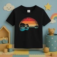 Retro Acoustic Guitar Lake Sunset Guitarist Music Lover Rock Toddler T-Shirt thumb 3