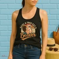 Raunchy Adult Humor Funny Beaver Tree Lover Gag Saying Women's Tank Top thumb 2