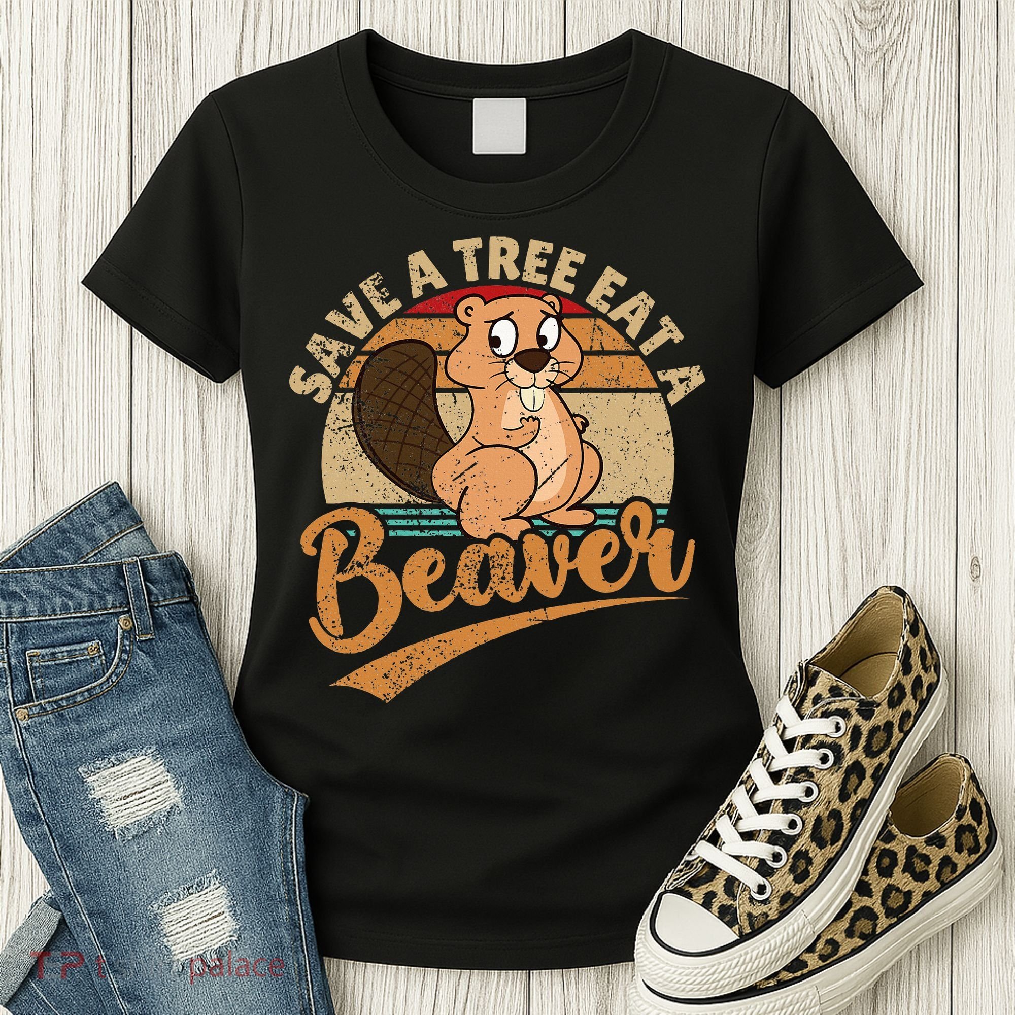 Raunchy Adult Humor Funny Beaver Tree Lover Gag Saying Women's T-Shirt