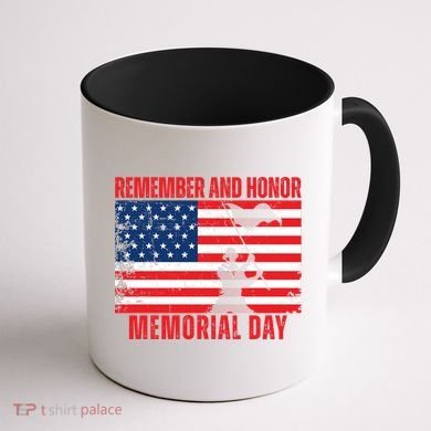 Remember And Honor Memorial Day Usa Flag Coffee Mug back