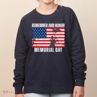 Remember And Honor Memorial Day Usa Flag Women's Sweatshirt thumb 0