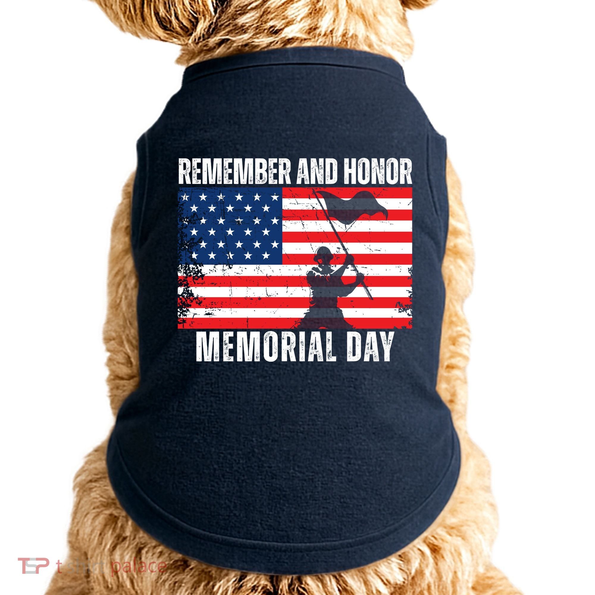 Remember And Honor Memorial Day Usa Flag Doggie Tank
