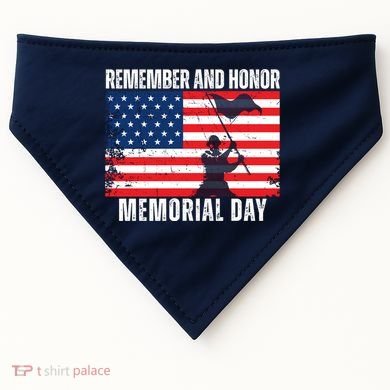 Remember And Honor Memorial Day Usa Flag USA-Made Doggie Bandana